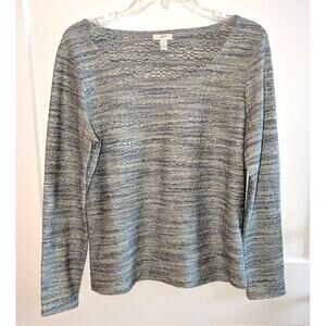 J. Jill Crinkle Crepe Top Size Medium Green Blue Stretch